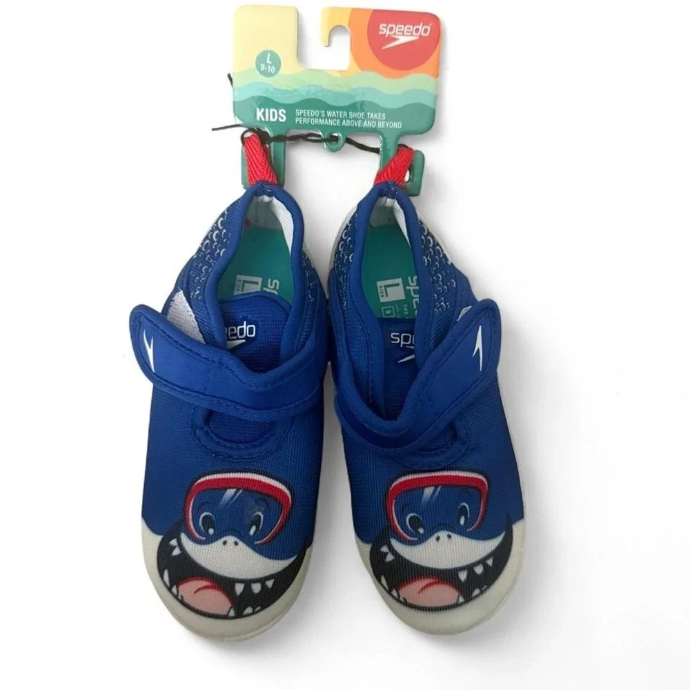 NEW Speedo blue water shoes, Size L Toddler 9/10
